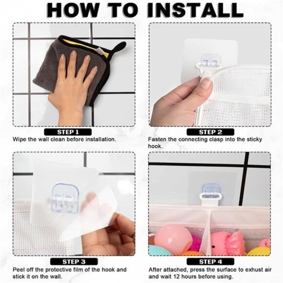 3 Compartment Horizontal Large Openings Bath Toy Organizer for Tub, Toy Storage - Picture 6 of 7